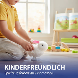 Hüpfendes Häschen zum Aufziehen 12er Set Display 5x8x7cm weiß Kunststoff Plüsch Aufziehspielzeug Osterdekoration Osterhase