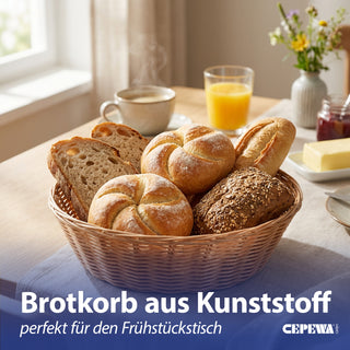 Brotkorb 4er Set rund Ø24x10cm Kunststoff geflochten braun Aufbewahrungskorb Kunststoffkorb Frühstückskorb Tischdeko