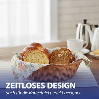 Brotkorb 4er Set rund Ø24x10cm Kunststoff geflochten braun Aufbewahrungskorb Kunststoffkorb Frühstückskorb Tischdeko