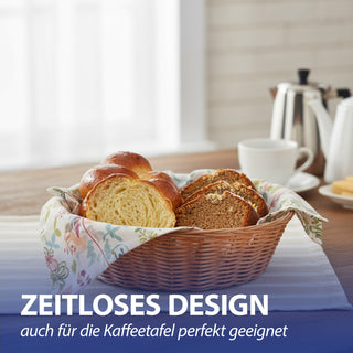 Brotkorb 4er Set rund Ø24x10cm Kunststoff geflochten braun Aufbewahrungskorb Kunststoffkorb Frühstückskorb Tischdeko