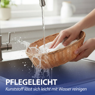 Brotkorb 4er Set rund Ø24x10cm Kunststoff geflochten braun Aufbewahrungskorb Kunststoffkorb Frühstückskorb Tischdeko