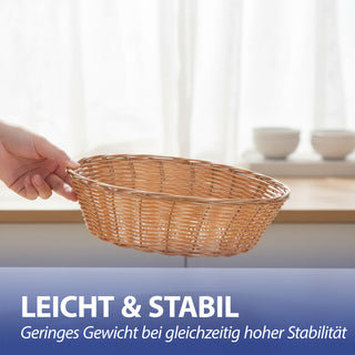 Brotkorb 4er Set rund Ø24x10cm Kunststoff geflochten braun Aufbewahrungskorb Kunststoffkorb Frühstückskorb Tischdeko