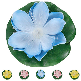 LED Seerose Floating 6er Set warmweiß | EVA PVC Ø10x7cm gelb blau rosa Fieberglasoptik | batteriebetrieben An-/Ausschalter | schwimmendes Dekolicht