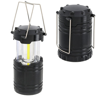 1/2er Campinglaterne zum Hängen und Stellen silber/schwarz 8,5x12cm ABS PS Tischlampe Hängelampe 200 Lumen batteriebetrieben Outdoorlampe
