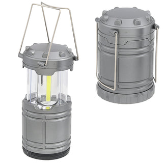 1/2er Campinglaterne zum Hängen und Stellen silber/schwarz 8,5x12cm ABS PS Tischlampe Hängelampe 200 Lumen batteriebetrieben Outdoorlampe
