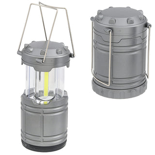 1/2er Campinglaterne zum Hängen und Stellen silber/schwarz 8,5x12cm ABS PS Tischlampe Hängelampe 200 Lumen batteriebetrieben Outdoorlampe