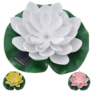 LED Seerose Floating 3er Set EVA PVC Ø17x6cm Solar gelb weiß rosa Akku An-/Ausschalter Solar-Panel IP65 schwimmendes Dekolicht Blume