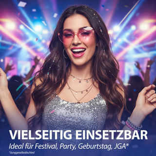 Partybrille Herz rosa 6er Set Kunststoff 13,5x5,5cm Herzbrille Partyaccessoire Fasching Karneval JGA Mottoparty
