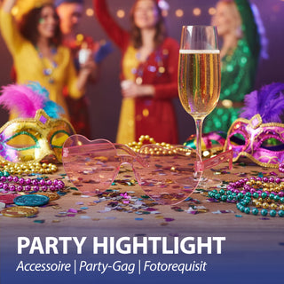 Partybrille Herz rosa 6er Set Kunststoff 13,5x5,5cm Herzbrille Partyaccessoire Fasching Karneval JGA Mottoparty
