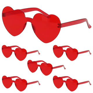 Partybrille Herz rot 6er Set Kunststoff 13,5x5,5cm Herzbrille Partyaccessoire Fasching Karneval JGA Mottoparty