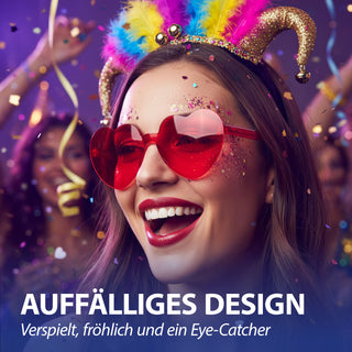 Partybrille Herz rot 6er Set Kunststoff 13,5x5,5cm Herzbrille Partyaccessoire Fasching Karneval JGA Mottoparty