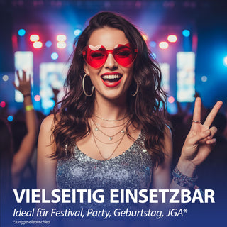 Partybrille Herz rot 6er Set Kunststoff 13,5x5,5cm Herzbrille Partyaccessoire Fasching Karneval JGA Mottoparty