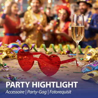 Partybrille Herz rot 6er Set Kunststoff 13,5x5,5cm Herzbrille Partyaccessoire Fasching Karneval JGA Mottoparty