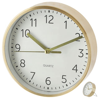 Wanduhr gold Ø15x4cm Aluminium Küchenuhr Dekouhr Uhr Wohnzimmeruhr batteriebetrieben Quarzwerk zum Aufstellen oder Aufhängen