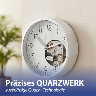 Wanduhr silber Ø15x4cm Aluminium Küchenuhr Dekouhr Uhr Wohnzimmeruhr batteriebetrieben Quarzwerk zum Aufstellen oder Aufhängen