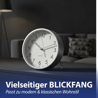 Wanduhr silber Ø15x4cm Aluminium Küchenuhr Dekouhr Uhr Wohnzimmeruhr batteriebetrieben Quarzwerk zum Aufstellen oder Aufhängen
