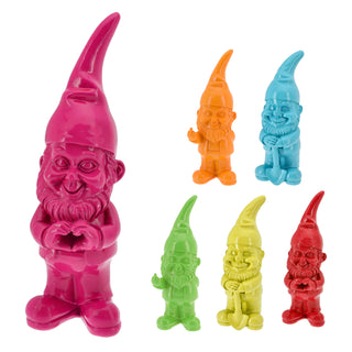 Gartenzwerg 6er Set Polyresin pink gelb grün rot orange türkis 5,5x20cm Dekofigur Gartenfigur Zwerg Gartenwichtel Beetwächter
