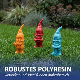 Gartenzwerg 6er Set Polyresin pink gelb grün rot orange türkis 5,5x20cm Dekofigur Gartenfigur Zwerg Gartenwichtel Beetwächter