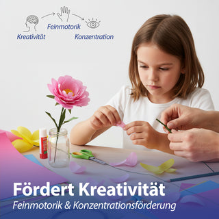 Papierblumen Bastelset DIY 4er Set Krepppapier Styropor mehrfarbig 13,5x26x2cm Tulpe Lilie Gänseblümchen Hortensie Kreativset Dekoblumen selber machen