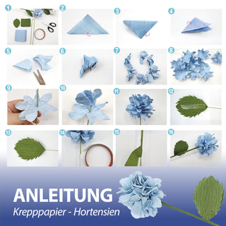 Papierblumen Bastelset DIY 4er Set Krepppapier Styropor mehrfarbig 13,5x26x2cm Tulpe Lilie Gänseblümchen Hortensie Kreativset Dekoblumen selber machen