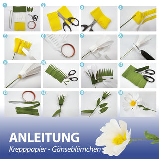 Papierblumen Bastelset DIY 4er Set Krepppapier Styropor mehrfarbig 13,5x26x2cm Tulpe Lilie Gänseblümchen Hortensie Kreativset Dekoblumen selber machen
