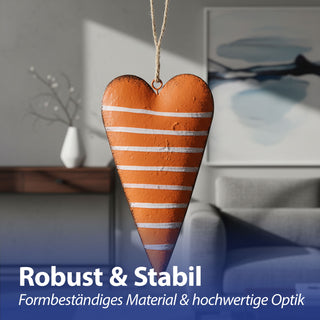 Herz Anhänger 6er Set Metall Schnur sechs Farben Streifen Punkte Dekoanhänger Geschenkidee Herzaufhänger Frühling-/Sommerdekoration