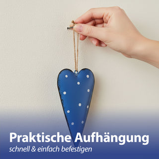 Herz Anhänger 6er Set Metall Schnur sechs Farben Streifen Punkte Dekoanhänger Geschenkidee Herzaufhänger Frühling-/Sommerdekoration