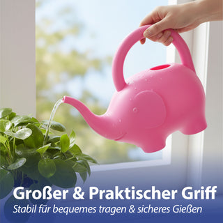 Gießkanne Elefant Kunststoff rosa/hellblau 24x20x12cm 1,5 Liter Kinder-Gießkanne Kanne Wasserkanne Gartenzubehör Motivkanne zum Gießen für Blumen