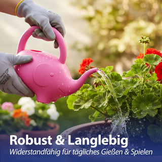 Gießkanne Elefant Kunststoff rosa/hellblau 24x20x12cm 1,5 Liter Kinder-Gießkanne Kanne Wasserkanne Gartenzubehör Motivkanne zum Gießen für Blumen