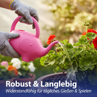 Gießkanne Elefant Kunststoff rosa/hellblau 24x20x12cm 1,5 Liter Kinder-Gießkanne Kanne Wasserkanne Gartenzubehör Motivkanne zum Gießen für Blumen