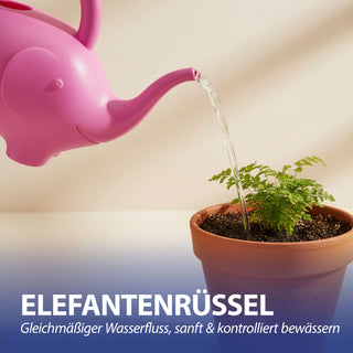 Gießkanne Elefant Kunststoff rosa/hellblau 24x20x12cm 1,5 Liter Kinder-Gießkanne Kanne Wasserkanne Gartenzubehör Motivkanne zum Gießen für Blumen