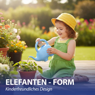 Gießkanne Elefant Kunststoff hellblau 24x20x12cm 1,5 Liter Kinder-Gießkanne Kanne Wasserkanne Gartenzubehör Motivkanne zum Gießen für Blumen