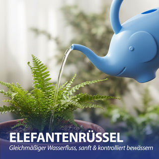Gießkanne Elefant Kunststoff hellblau 24x20x12cm 1,5 Liter Kinder-Gießkanne Kanne Wasserkanne Gartenzubehör Motivkanne zum Gießen für Blumen