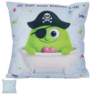 Kissen Mutmacher gelb / rosa / flieder / blau 40x40cm Baumwolle 180g Polyesterfüllung Reißverschluss Kuschelkissen einseitig bedruckt