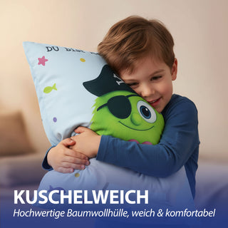 Kissen Mutmacher gelb / rosa / flieder / blau 40x40cm Baumwolle 180g Polyesterfüllung Reißverschluss Kuschelkissen einseitig bedruckt