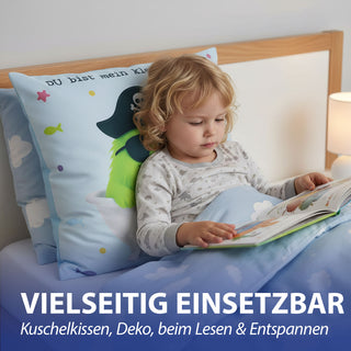 Kissen Mutmacher gelb / rosa / flieder / blau 40x40cm Baumwolle 180g Polyesterfüllung Reißverschluss Kuschelkissen einseitig bedruckt