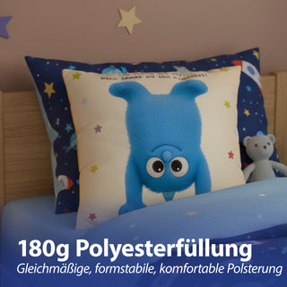Kissen Mutmacher gelb / rosa / flieder / blau 40x40cm Baumwolle 180g Polyesterfüllung Reißverschluss Kuschelkissen einseitig bedruckt