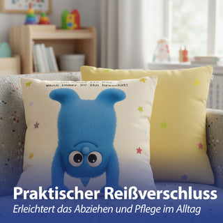 Kissen Mutmacher gelb / rosa / flieder / blau 40x40cm Baumwolle 180g Polyesterfüllung Reißverschluss Kuschelkissen einseitig bedruckt
