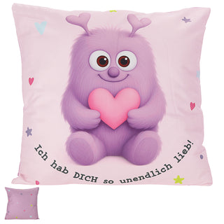 Kissen Mutmacher gelb / rosa / flieder / blau 40x40cm Baumwolle 180g Polyesterfüllung Reißverschluss Kuschelkissen einseitig bedruckt