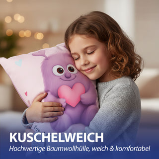 Kissen Mutmacher gelb / rosa / flieder / blau 40x40cm Baumwolle 180g Polyesterfüllung Reißverschluss Kuschelkissen einseitig bedruckt