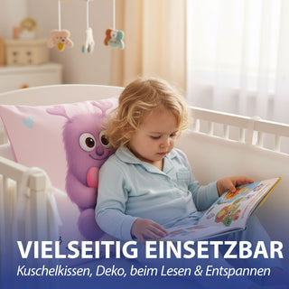 Kissen Mutmacher gelb / rosa / flieder / blau 40x40cm Baumwolle 180g Polyesterfüllung Reißverschluss Kuschelkissen einseitig bedruckt