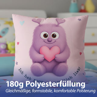 Kissen Mutmacher gelb / rosa / flieder / blau 40x40cm Baumwolle 180g Polyesterfüllung Reißverschluss Kuschelkissen einseitig bedruckt