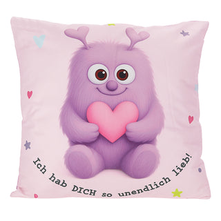 Kissen Mutmacher gelb / rosa / flieder / blau 40x40cm Baumwolle 180g Polyesterfüllung Reißverschluss Kuschelkissen einseitig bedruckt