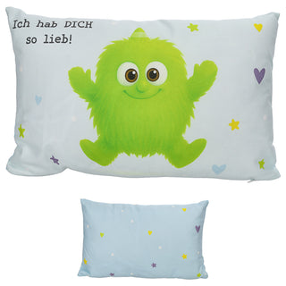 Kissen Mutmacher rosa / flieder / hellblau / blau 40x25cm Baumwolle 180g Polyesterfüllung Reißverschluss Kuschelkissen einseitig bedruckt