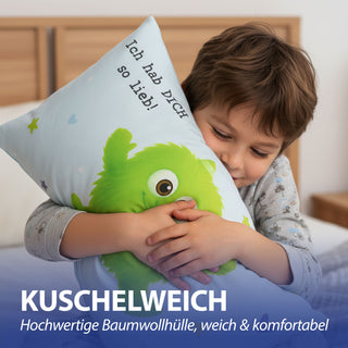 Kissen Mutmacher rosa / flieder / hellblau / blau 40x25cm Baumwolle 180g Polyesterfüllung Reißverschluss Kuschelkissen einseitig bedruckt