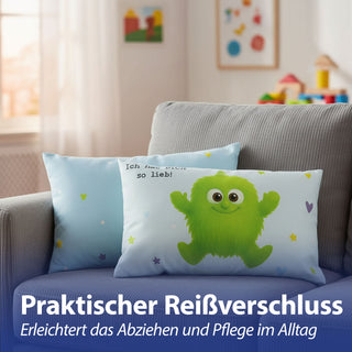 Kissen Mutmacher rosa / flieder / hellblau / blau 40x25cm Baumwolle 180g Polyesterfüllung Reißverschluss Kuschelkissen einseitig bedruckt