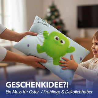 Kissen Mutmacher rosa / flieder / hellblau / blau 40x25cm Baumwolle 180g Polyesterfüllung Reißverschluss Kuschelkissen einseitig bedruckt