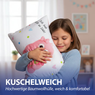 Kissen Mutmacher rosa / flieder / hellblau / blau 40x25cm Baumwolle 180g Polyesterfüllung Reißverschluss Kuschelkissen einseitig bedruckt
