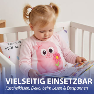 Kissen Mutmacher rosa / flieder / hellblau / blau 40x25cm Baumwolle 180g Polyesterfüllung Reißverschluss Kuschelkissen einseitig bedruckt