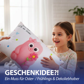 Kissen Mutmacher rosa / flieder / hellblau / blau 40x25cm Baumwolle 180g Polyesterfüllung Reißverschluss Kuschelkissen einseitig bedruckt